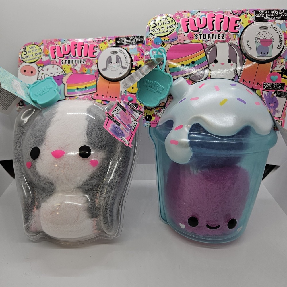 Lot of 2 Fluffie Stuffiez Plush – Bunny‎ & Cupcake – Sealed NEW MGA Collectibles